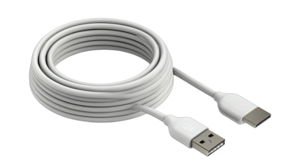 White coiled USB-C cable