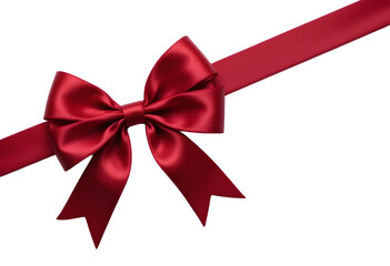 Elegant Red Satin Bow with Ribbon – Holiday Decor, Gift Wrapping, High-Resolution Design Element, Transparent PNG Overlay 
 
