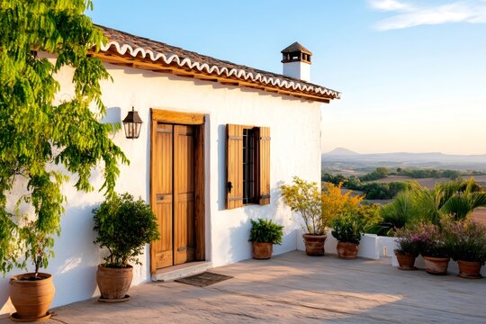 Charming whitewashed spanish country house with stunning sunset view - Powered by Adobe