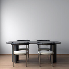 The modern home and living and dining room interior design and empty wall texture background.