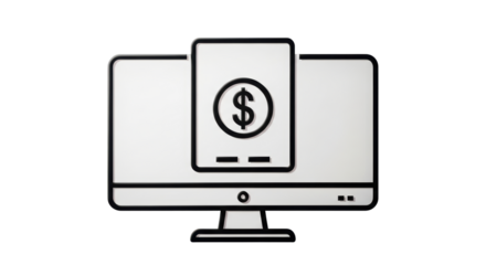 Isolated Financial technology display screen featuring US Dollar symbol, online banking icon