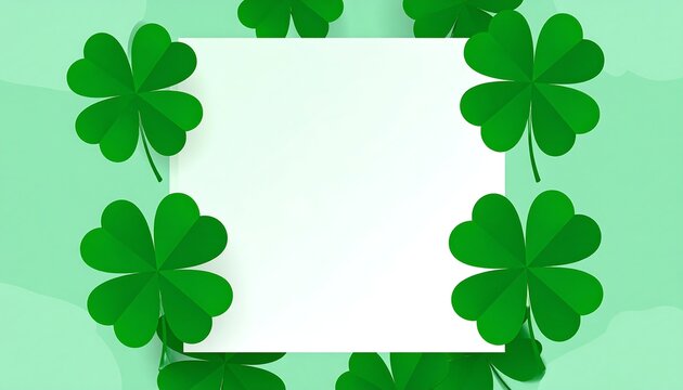 Green shamrock border framing a blank white rectangle