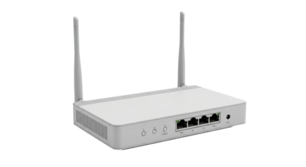 Isolated router with antennas for home or small office network connections, devices isolated