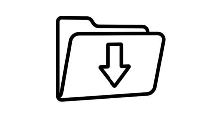 Isolated folder with download arrow symbol for file storage or document transfer concept