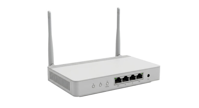 Isolated router with antennas for home or small office network connections, devices isolated