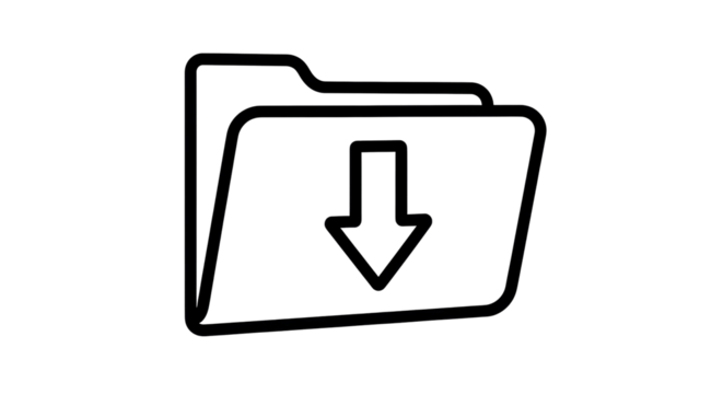 Isolated folder with download arrow symbol for file storage or document transfer concept