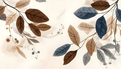 autumn leaves seamless pattern on the ground background