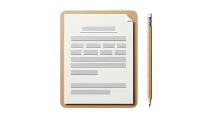 Isolated document with pencil alongside ready for writing, editing, or review work