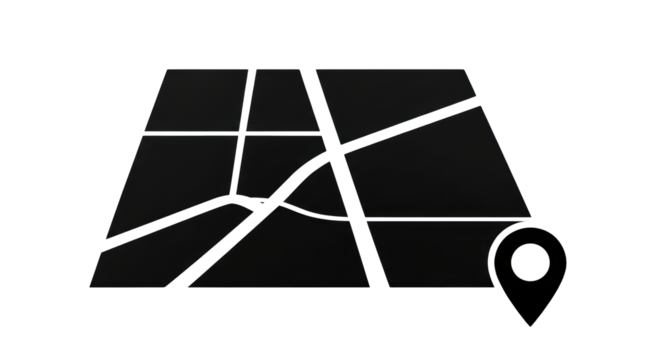 Isolated Map with Pin Symbol, City Plan Icon, Urban Scheme, Location Marker Graphic