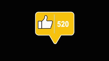 social media-like icon with a thumbs-up and “4000” likes on a black background.HD VIdeo Animation .