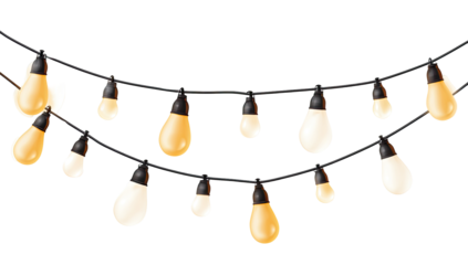 String of warm and cool toned light bulbs