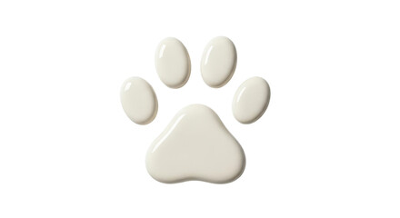 Isolated Paw Print of Paint or Lotion, Dog or Cat Pet Animal Symbol, Creamy White Color © Maros