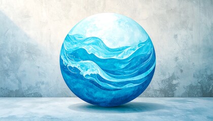 Blue sphere with ocean waves