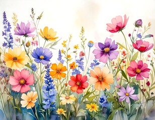 Vibrant Wildflower Watercolor Painting