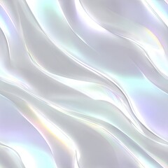 Obraz premium Abstract white wavy background with iridescent holographic colors. Ethereal fluid dynamic texture with soft light reflection for modern graphic design.