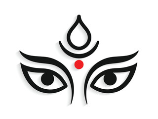 Maa Durga Trinayon In Durga puja held during Navaratri. Maha Durga shashthi, saptami, ashtami, navami, bijoya, Vijayadashami.