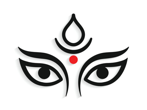 Maa Durga Trinayon In Durga puja held during Navaratri. Maha Durga shashthi, saptami, ashtami, navami, bijoya, Vijayadashami.