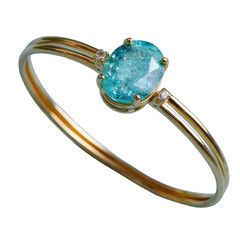 Gold ring, teal gemstone, delicate band