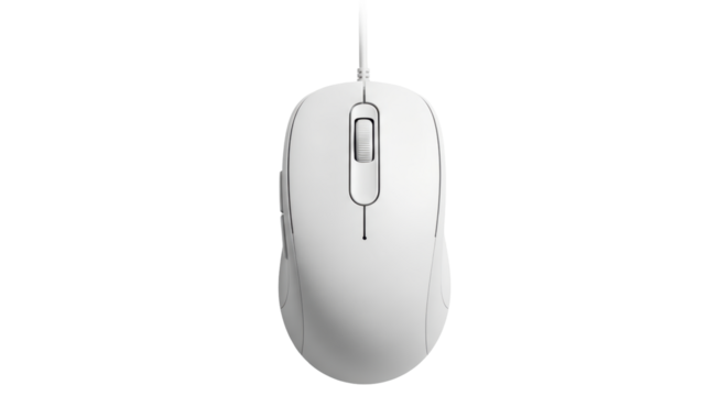 Isolated wired computer mouse for desktop, laptop PC peripheral input device, white color