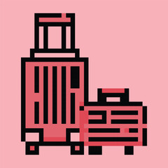 Pixel art vector themed summer with beach, sun, and fun activities elements.Pixel art vector themed summer with beach, sun, and fun activities elements.