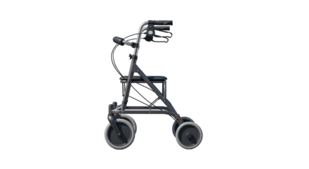 Isolated walker with seat, gray mobility aid for seniors, medical equipment, assistive device