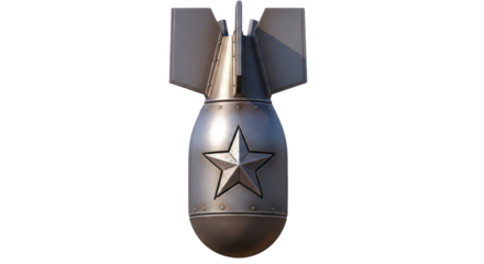 Isolated Soviet-era bomb with star on side, military weaponry of the USSR in close up view