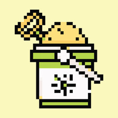 Pixel art vector themed summer with beach, sun, and fun activities elements.Pixel art vector themed summer with beach, sun, and fun activities elements.