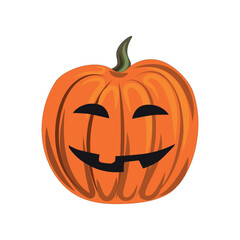 Realistic pumpkin for the holiday halloween on a white background - Vector illustration