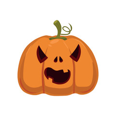 Orange pumpkin with smile for your Halloween design - Vector illustration