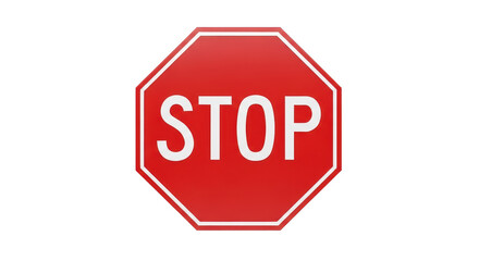 Isolated red octagon stop sign with clean sharp edges and the word STOP on the sign face