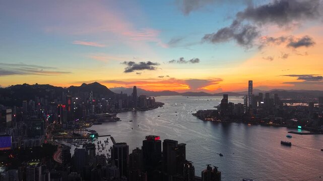 Iconic Victoria Harbour Skyline in Hong Kong Twilight Aug 31 2025