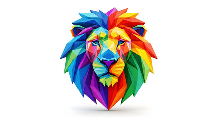 Vibrant and colorful lion head illustration, a symbol of courage, strength, and leadership in a modern design. For logo and design with isolated white background