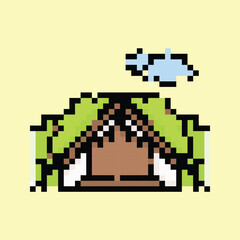 Pixel art vector themed summer with beach, sun, and fun activities elements.Pixel art vector themed summer with beach, sun, and fun activities elements.