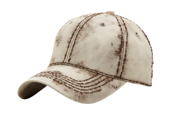 Distressed beige baseball cap