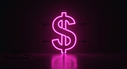 Neon dollar sign glowing in the dark a vibrant symbol of wealth and finance perfect for business and investment themes
