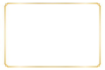 Gold rectangle frame with decorative corner. Luxury golden border. Mockup template for card, wedding, text, design. isolated on transparent background. PNG