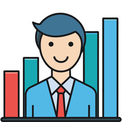 Business Growth Bar Chart Colorful Showing Increasing Percentage Statistics.