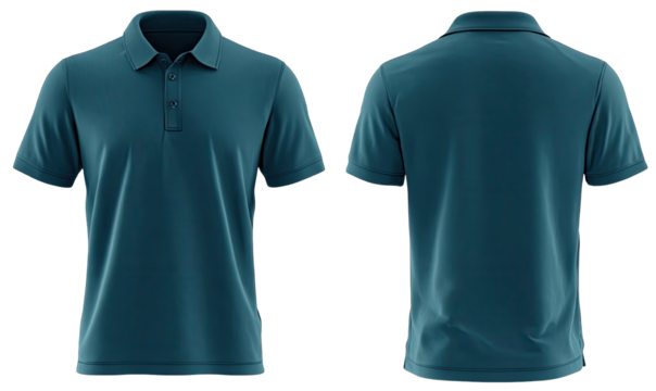 Teal polo shirt, front and back views (3)