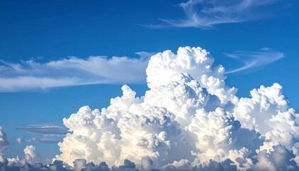 Cumulus clouds against a vibrant blue sky