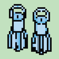 Pixel art vector themed summer with beach, sun, and fun activities elements.Pixel art vector themed summer with beach, sun, and fun activities elements.