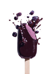 Dark chocolate frozen dessert with blueberry burst