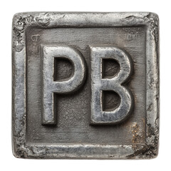 square lead ingot with Pb symbol embossed on surface isolated