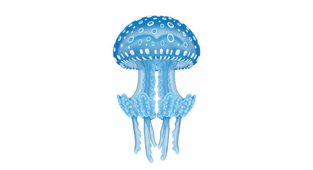 Isolated blue jellyfish, colorful marine animal, sea creature, aquatic species, ocean nature
