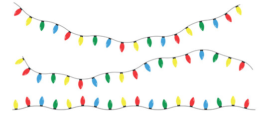 Obraz premium Vector illustration of a string of colorful holiday lights