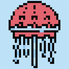 Pixel art vector themed summer with beach, sun, and fun activities elements.Pixel art vector themed summer with beach, sun, and fun activities elements.