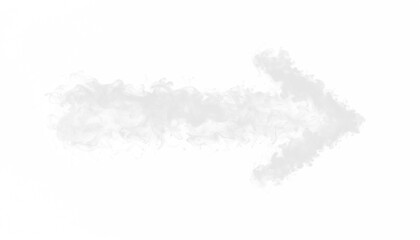PNG white smoke forming a bold right-pointing arrow, perfect for navigation signs, overlays, direction graphics, digital design, motion effects, and creative abstract projects