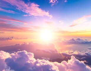 Stunning sunset cloudscape from above