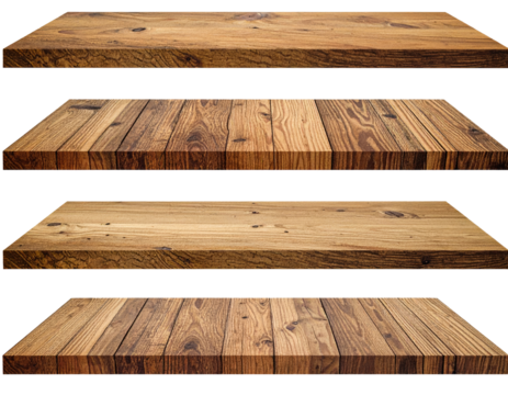 Wood tabletop display, three shelves