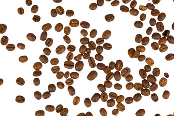 coffee beans texture top view isolated on white or transparent png