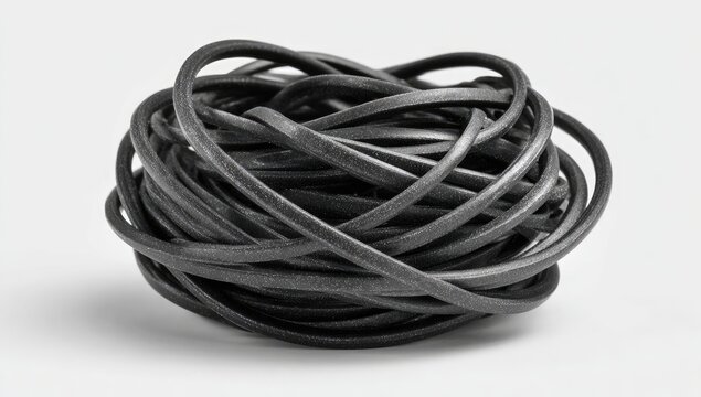 Black pasta nestles on a light background